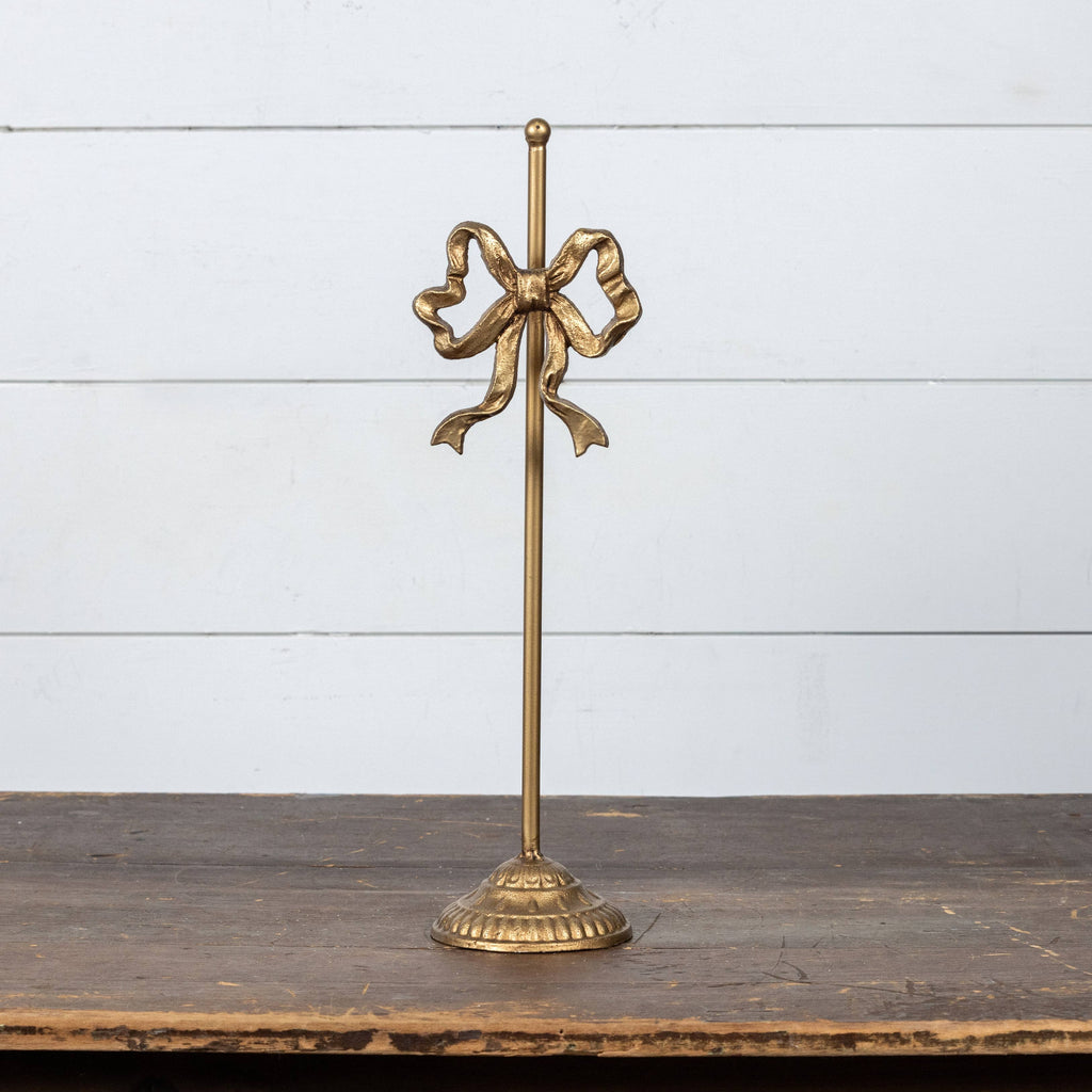 18.25" GOLD WREATH STAND W/ BOW