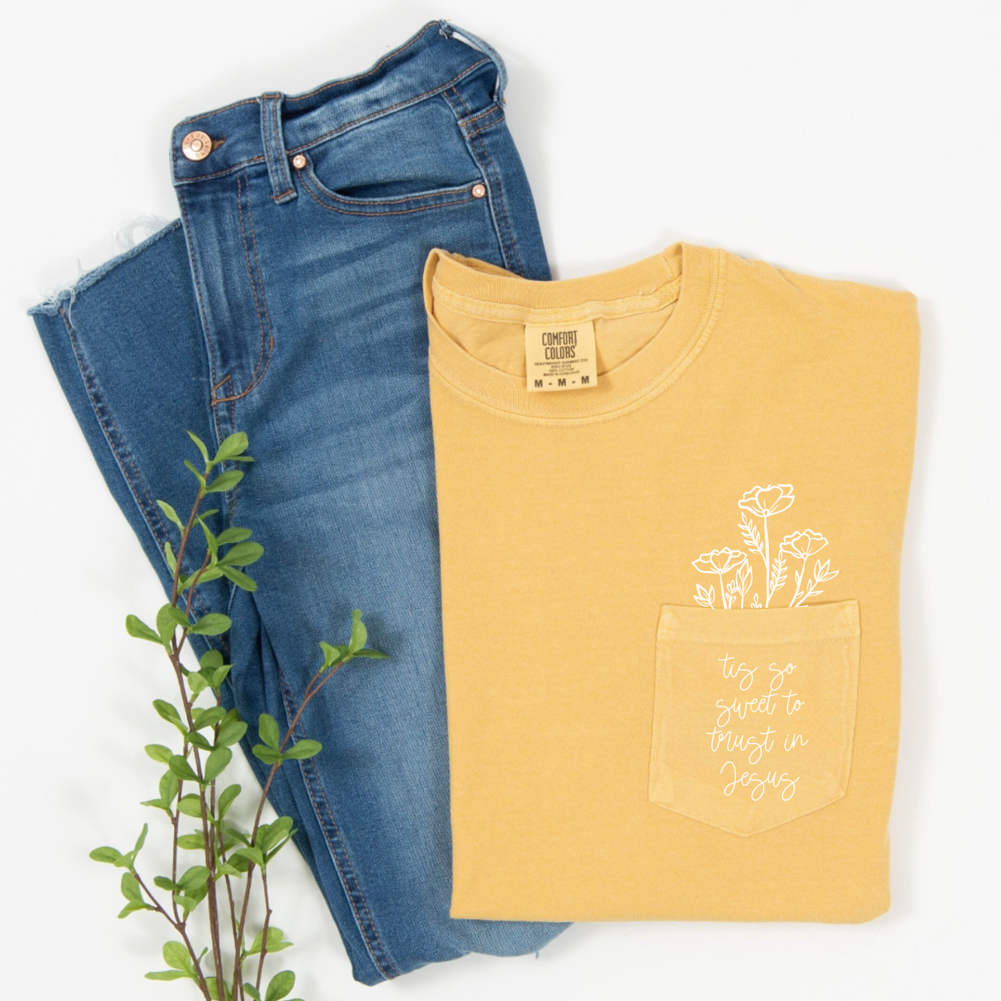 Tis So Sweet to Trust in Jesus Pocket Tee Multiple Colors