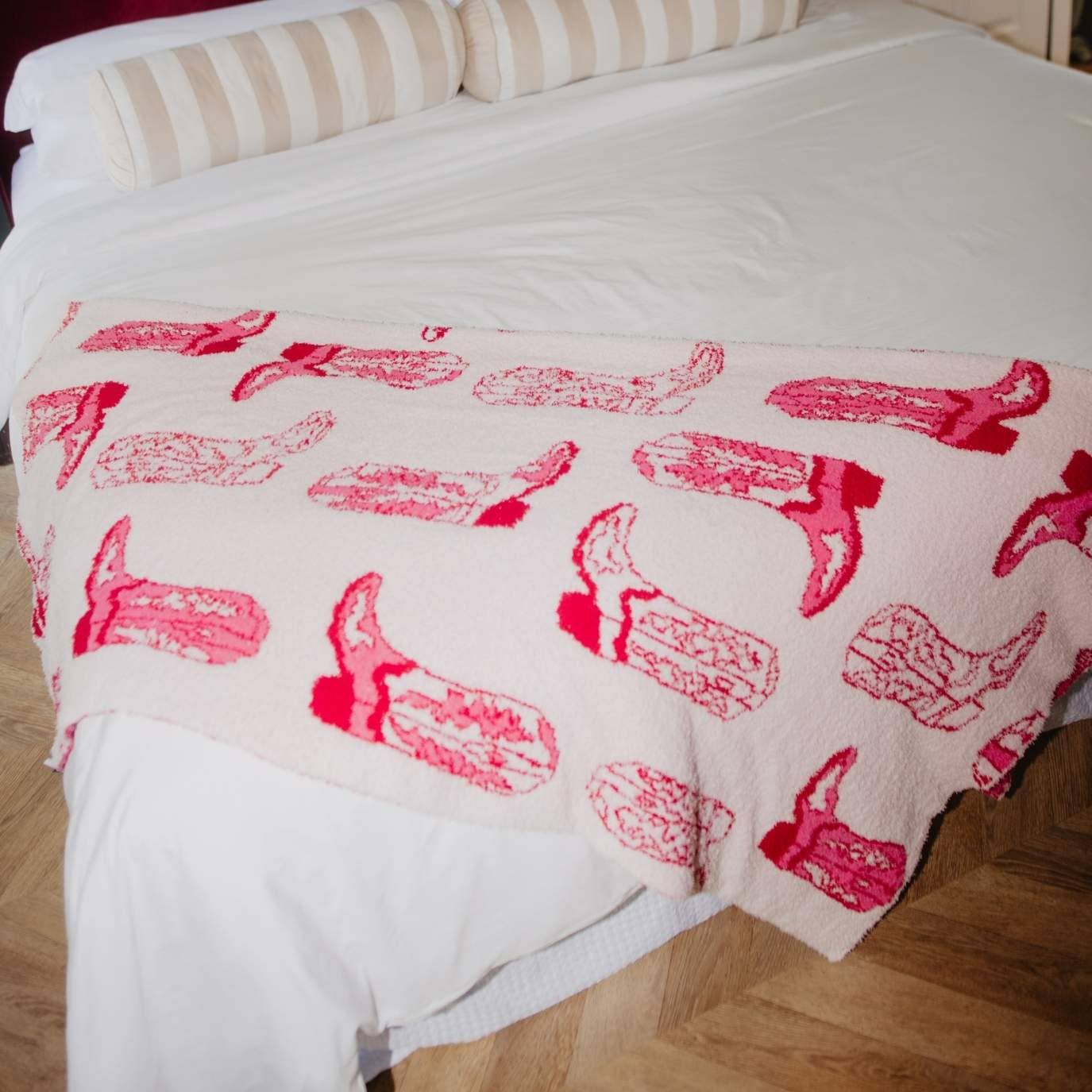 Light Pink Western Boots Throw Blanket