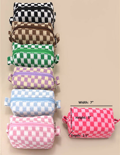 CHECKER GINGHAM MAKEUP COSMETIC POUCH BAG