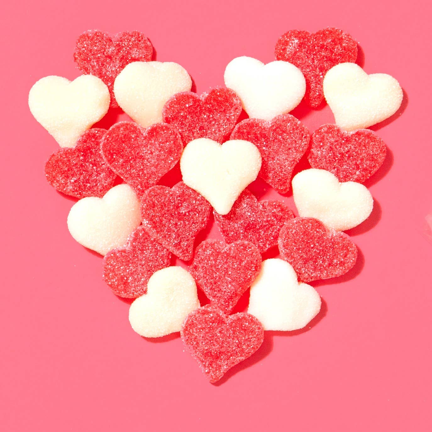 Gummi Candy - Red & White Hearts - 7 oz Resealable Bag