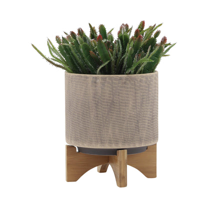 Planters On Stands Set of 2 - Tan Ceramic Mesh, 5/8 in.
