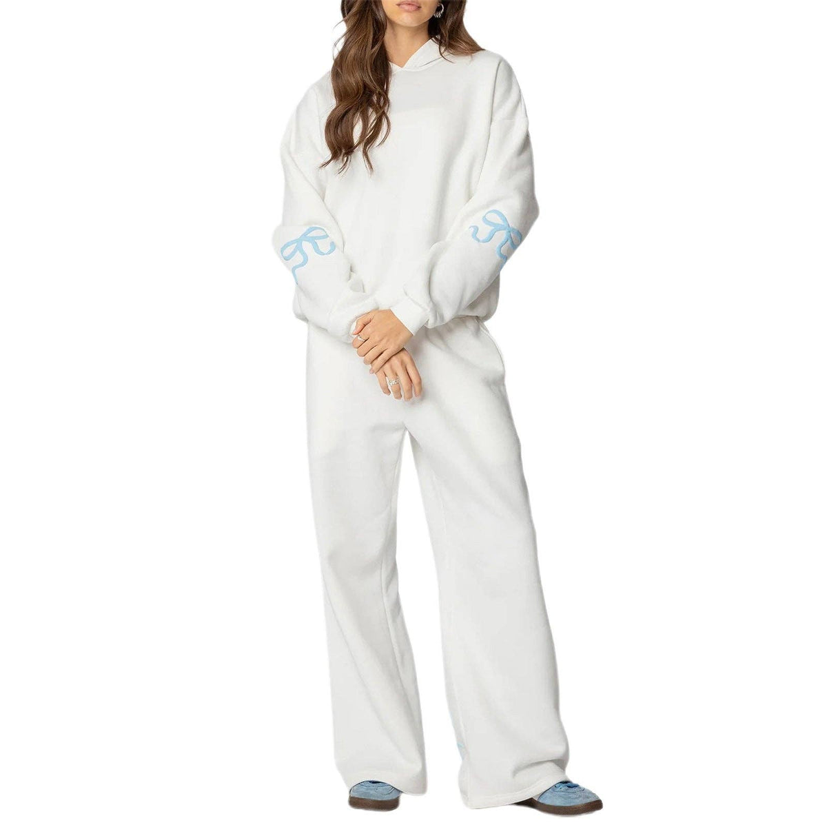 Trendy Casual Long Sleeve Loose Hoodie & Wide Leg Pants Set