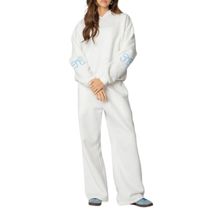 Trendy Casual Long Sleeve Loose Hoodie & Wide Leg Pants Set