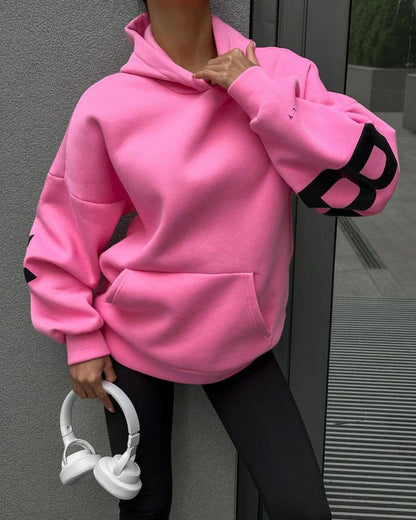 Fashionable Floral Printed Hooded Sweatshirt for Women