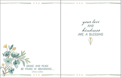 With Scripture Mother's Day Greeting Card - Blue/Gold Flower