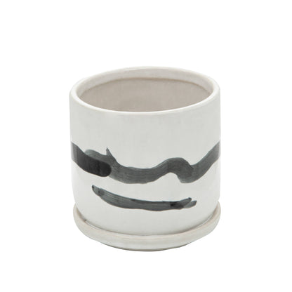 Planters Set of 2 - White Ceramic Painted Saucers, 5/6 in.