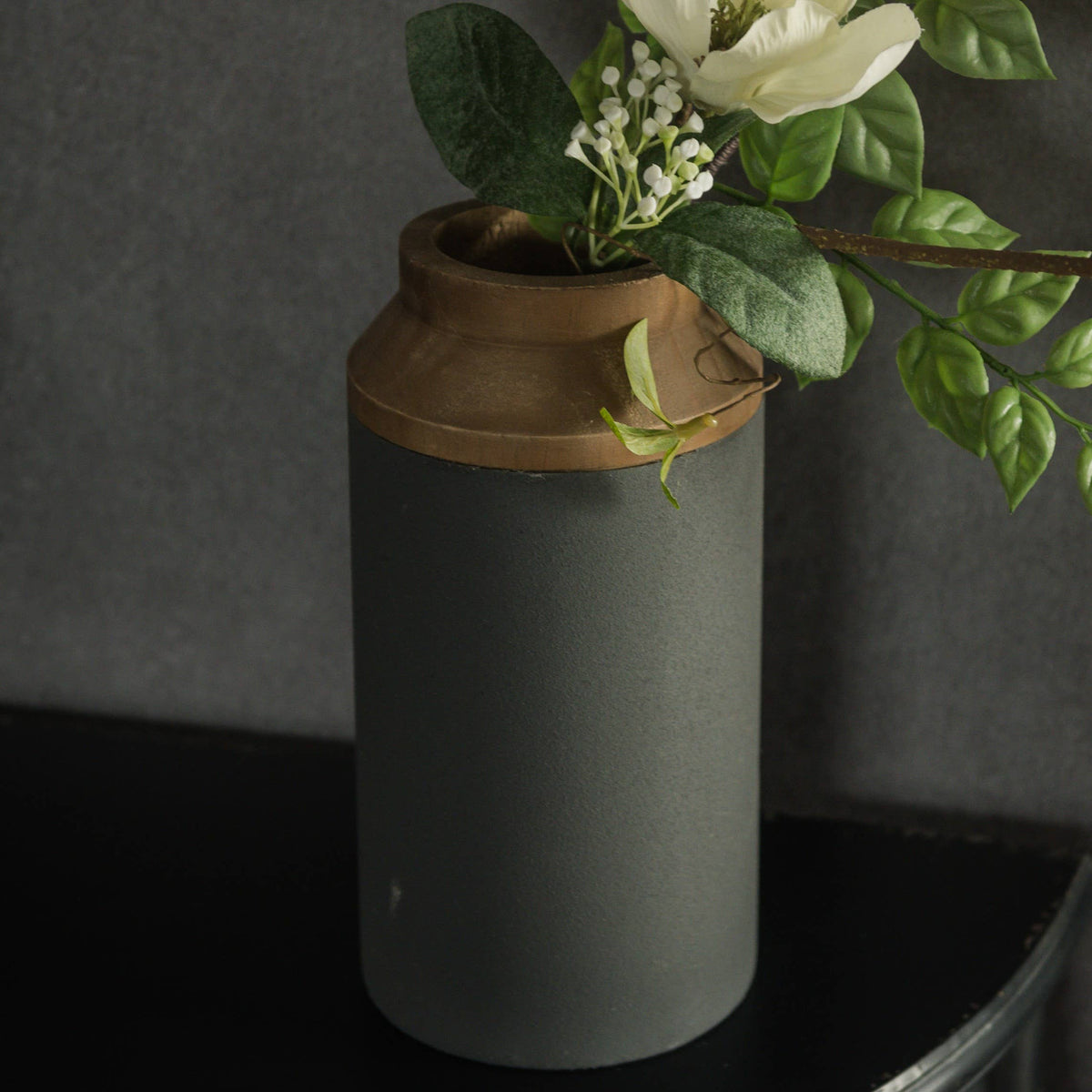 10" BLACK & BROWN TWO TONE VASE