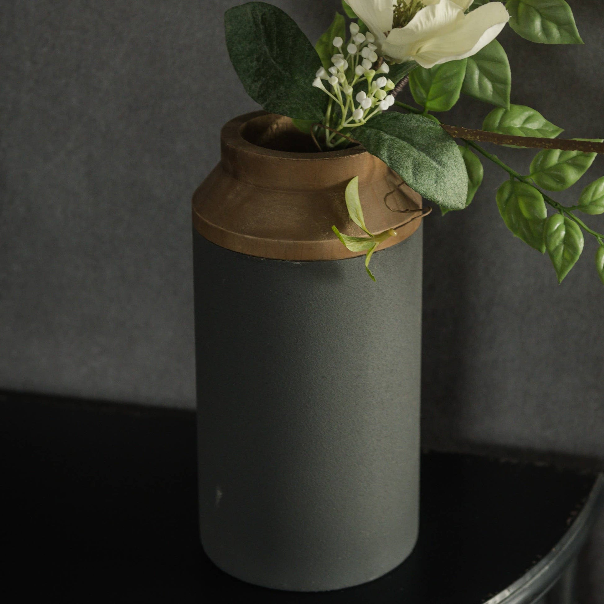 10" BLACK & BROWN TWO TONE VASE