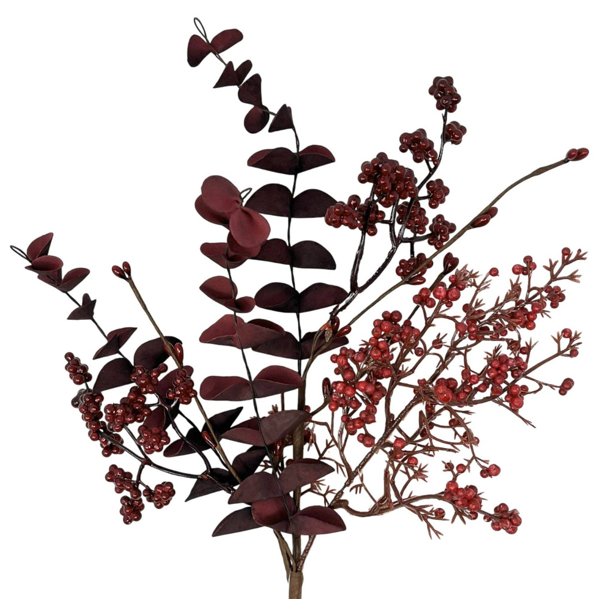 Mixed Berry Boxwood Spray Burgundy/Red 18"