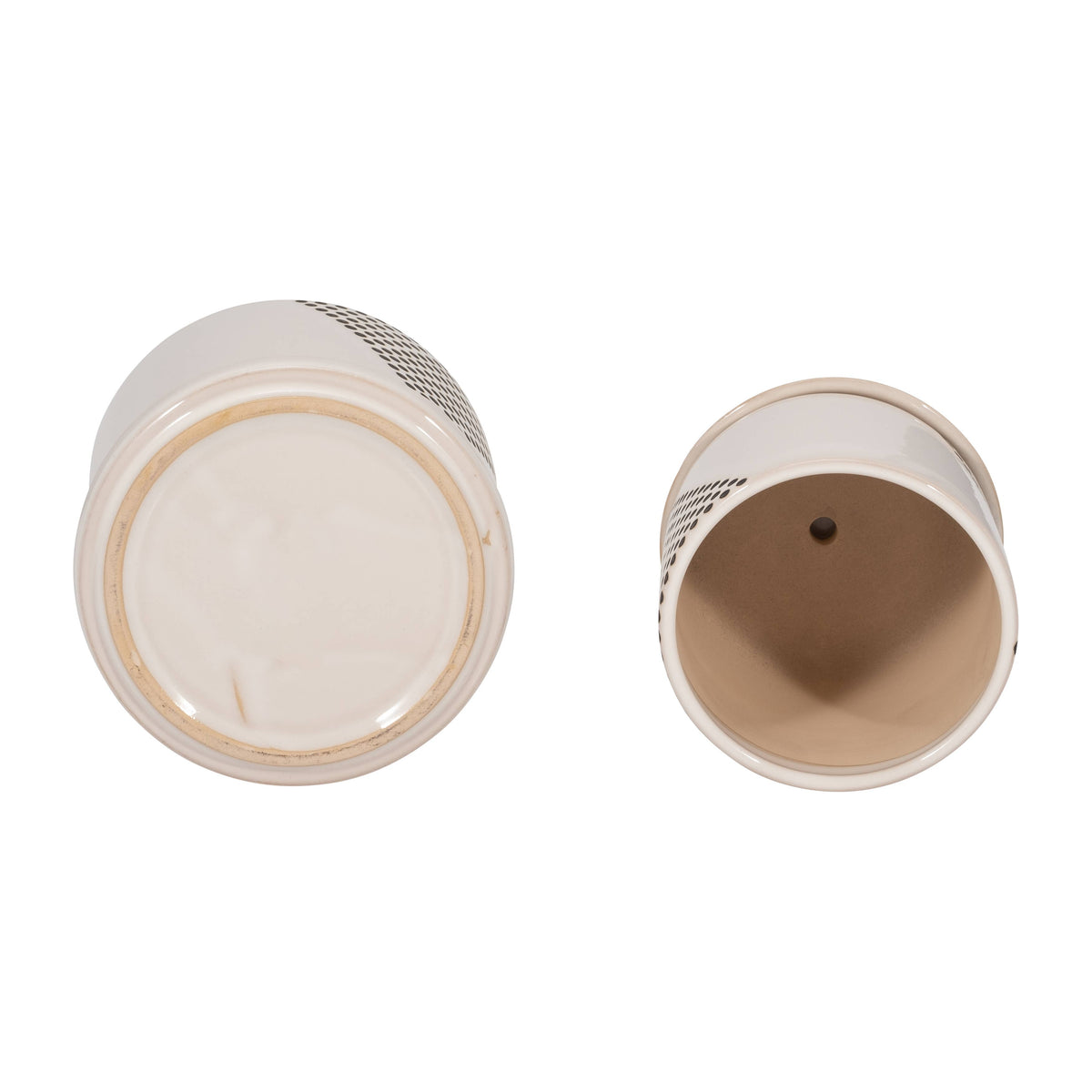 Planters Set of 2 - White Ceramic Triangle Dots, 6/8 in.