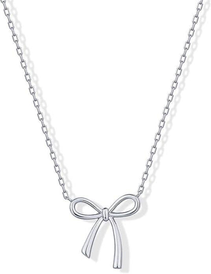 Dainty "Saved By Grace" 14k Gold Inspirational Bow Necklace