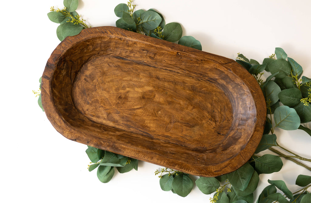 Medium Wood Carved Bowl 20"