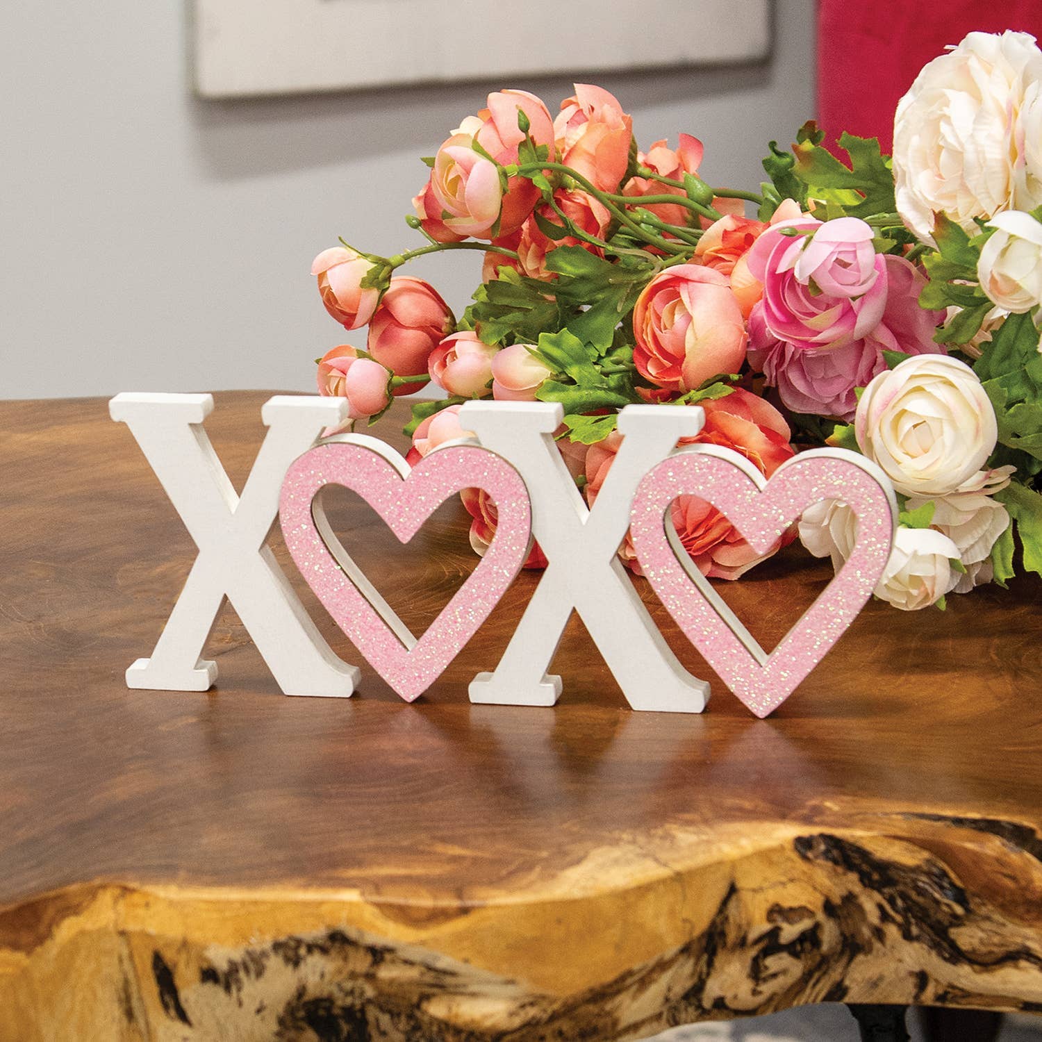 Hearts & Kisses Wooden Cutout Sitter