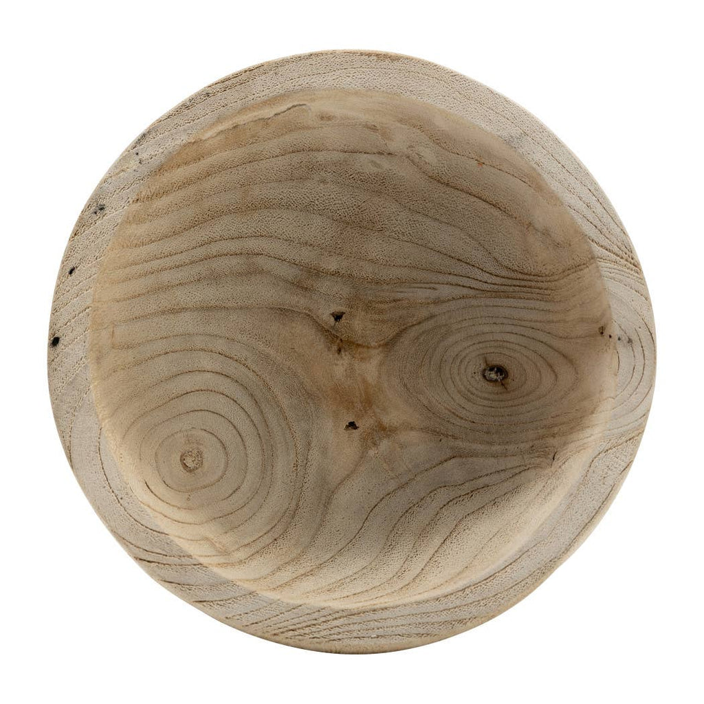 Bowl - Brown Paulownia Wood with Pedestal Base, 8 in.