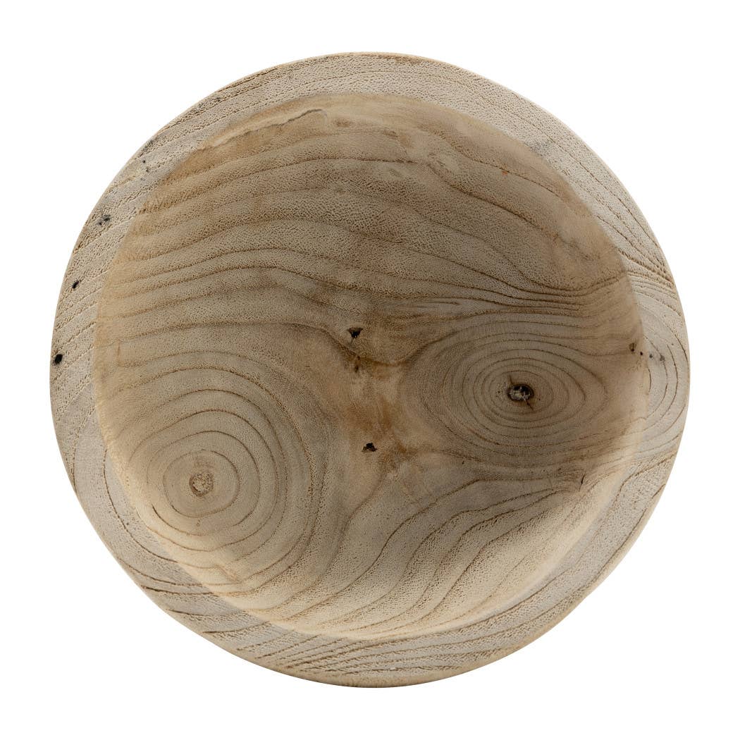 Bowl - Brown Paulownia Wood with Pedestal Base, 8 in.