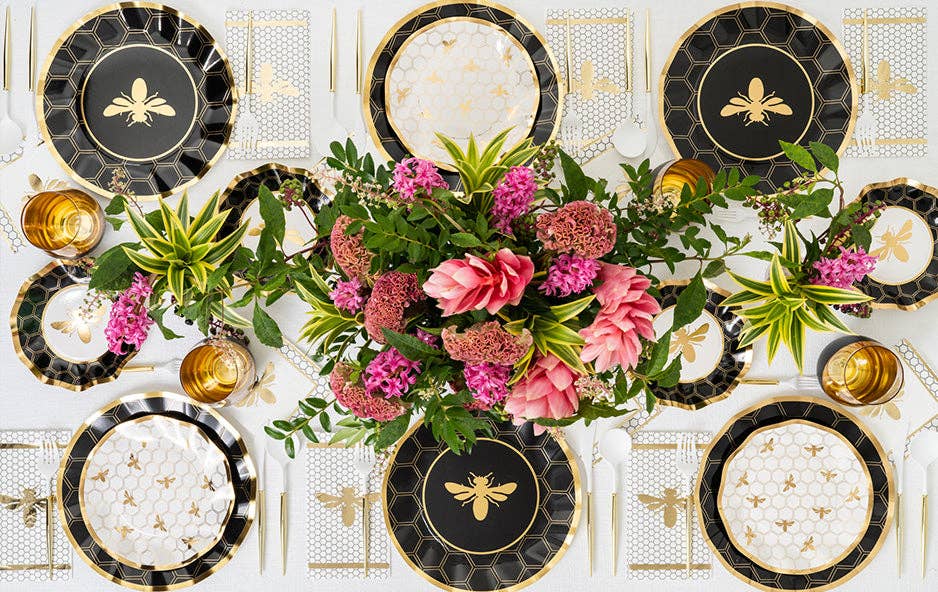 Honeybee Wavy Paper Dinner Plate/8pk