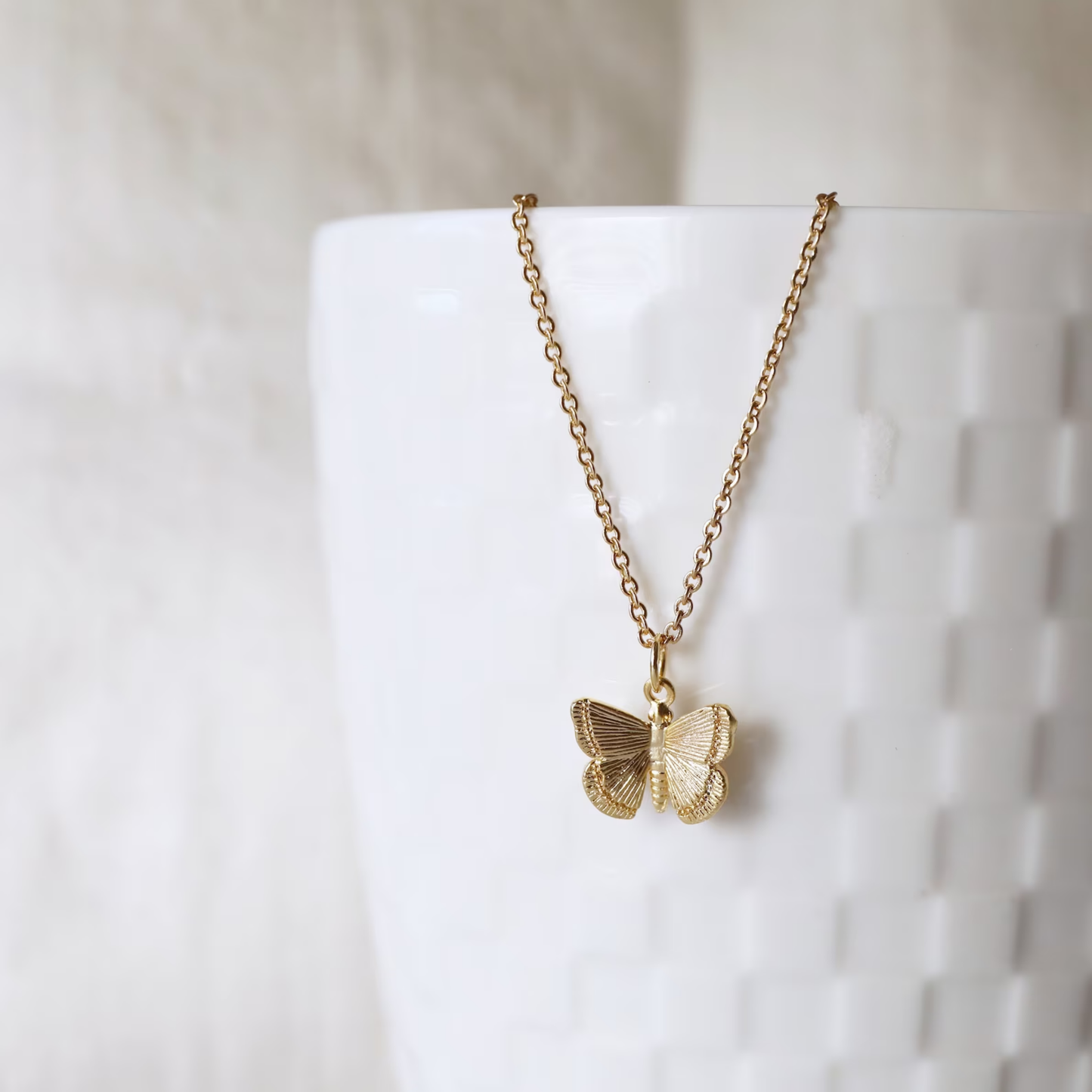 A New Creation 14k Gold Butterfly Inspirational Christian Ne