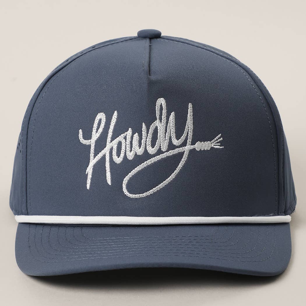Howdy Embroidered Premium Materials Rope Strap Trucker Hat