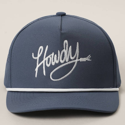 Howdy Embroidered Premium Materials Rope Strap Trucker Hat