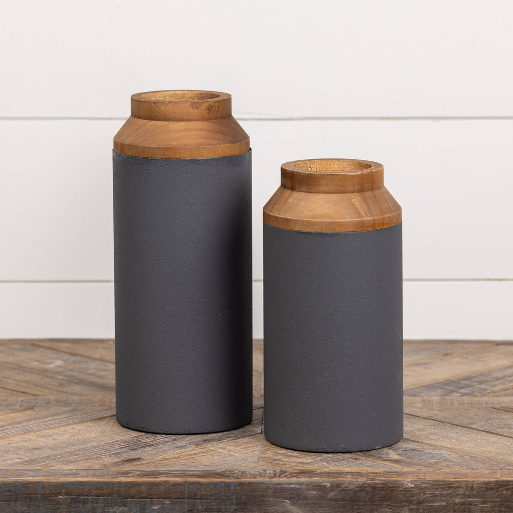 10" BLACK & BROWN TWO TONE VASE