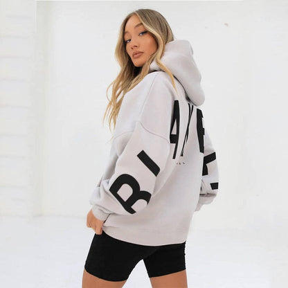 Fashionable Floral Printed Hooded Sweatshirt for Women