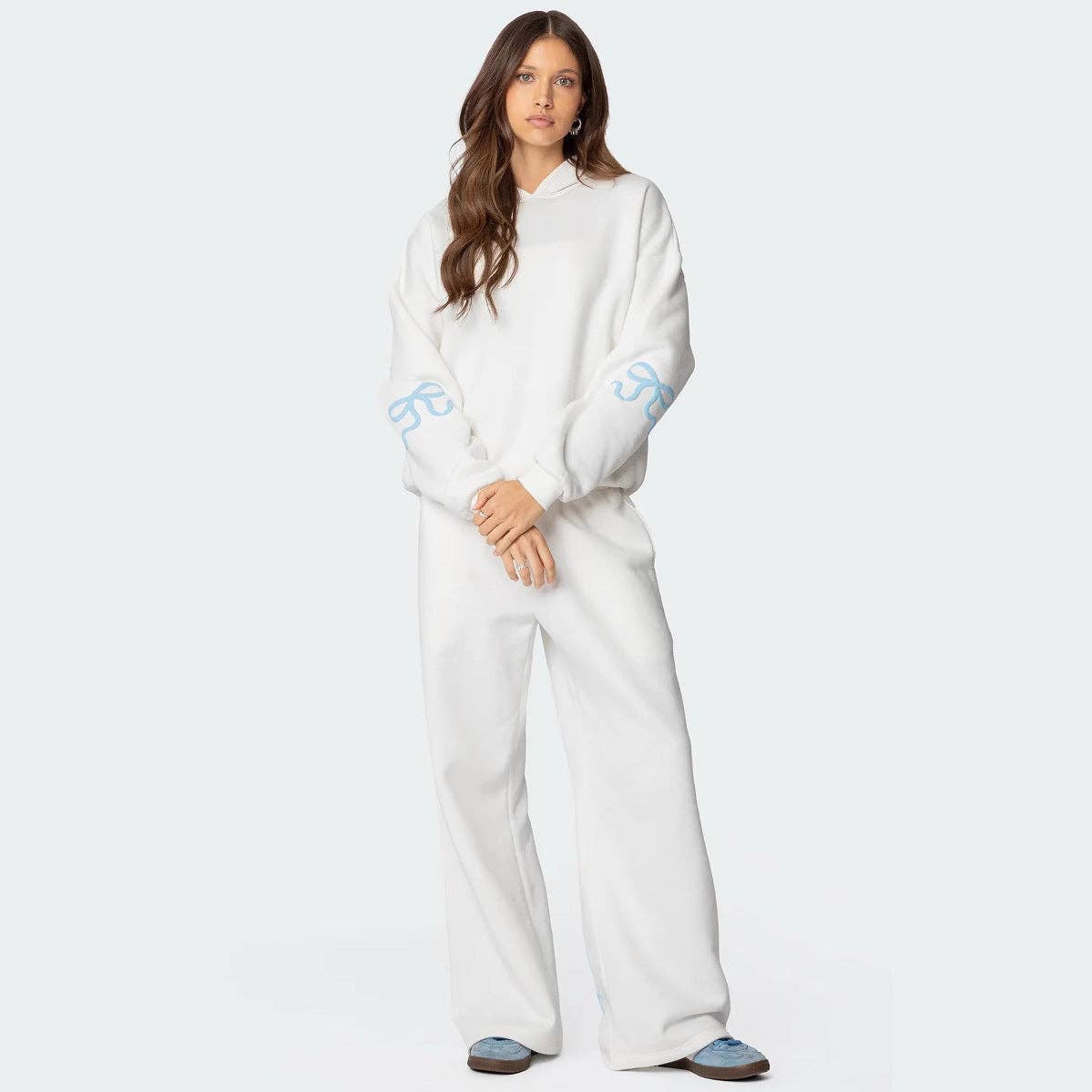 Trendy Casual Long Sleeve Loose Hoodie & Wide Leg Pants Set