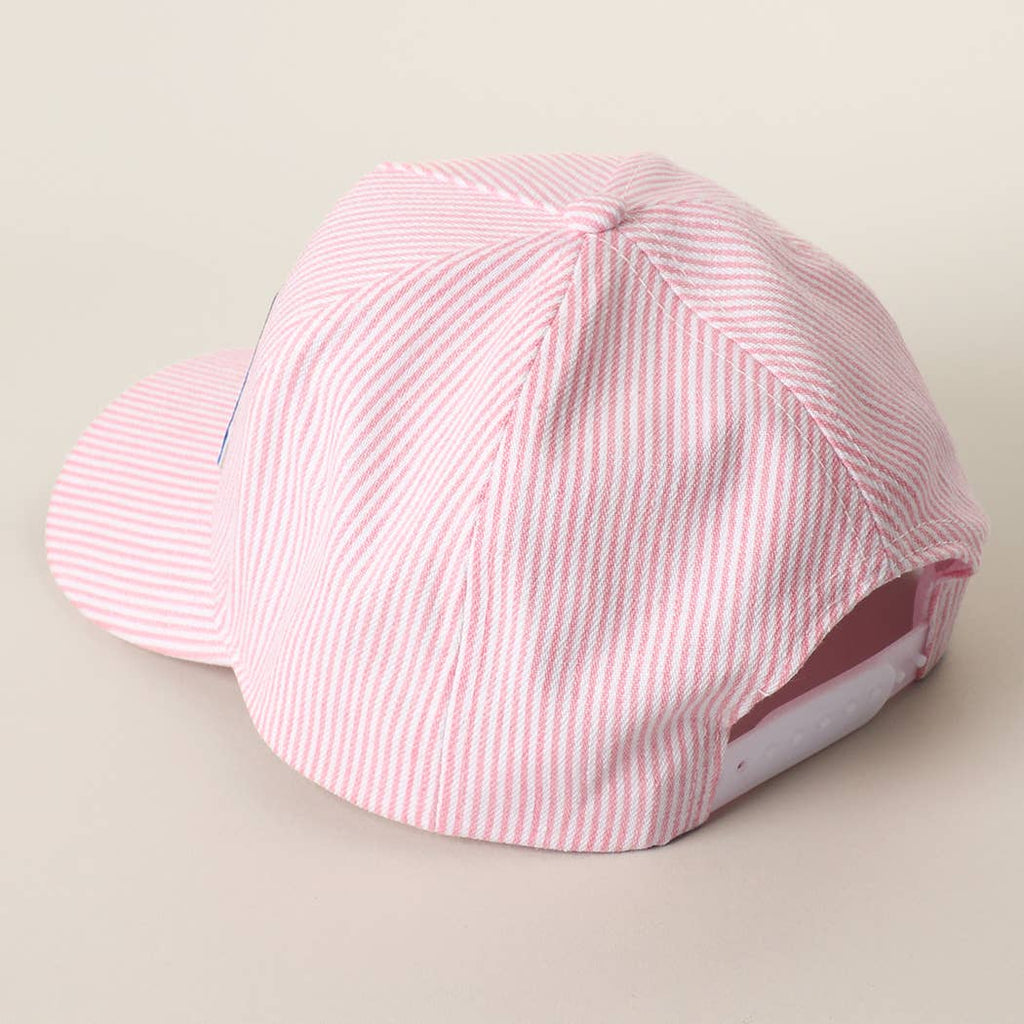 USA Letter Patch Striped Trucker Hat