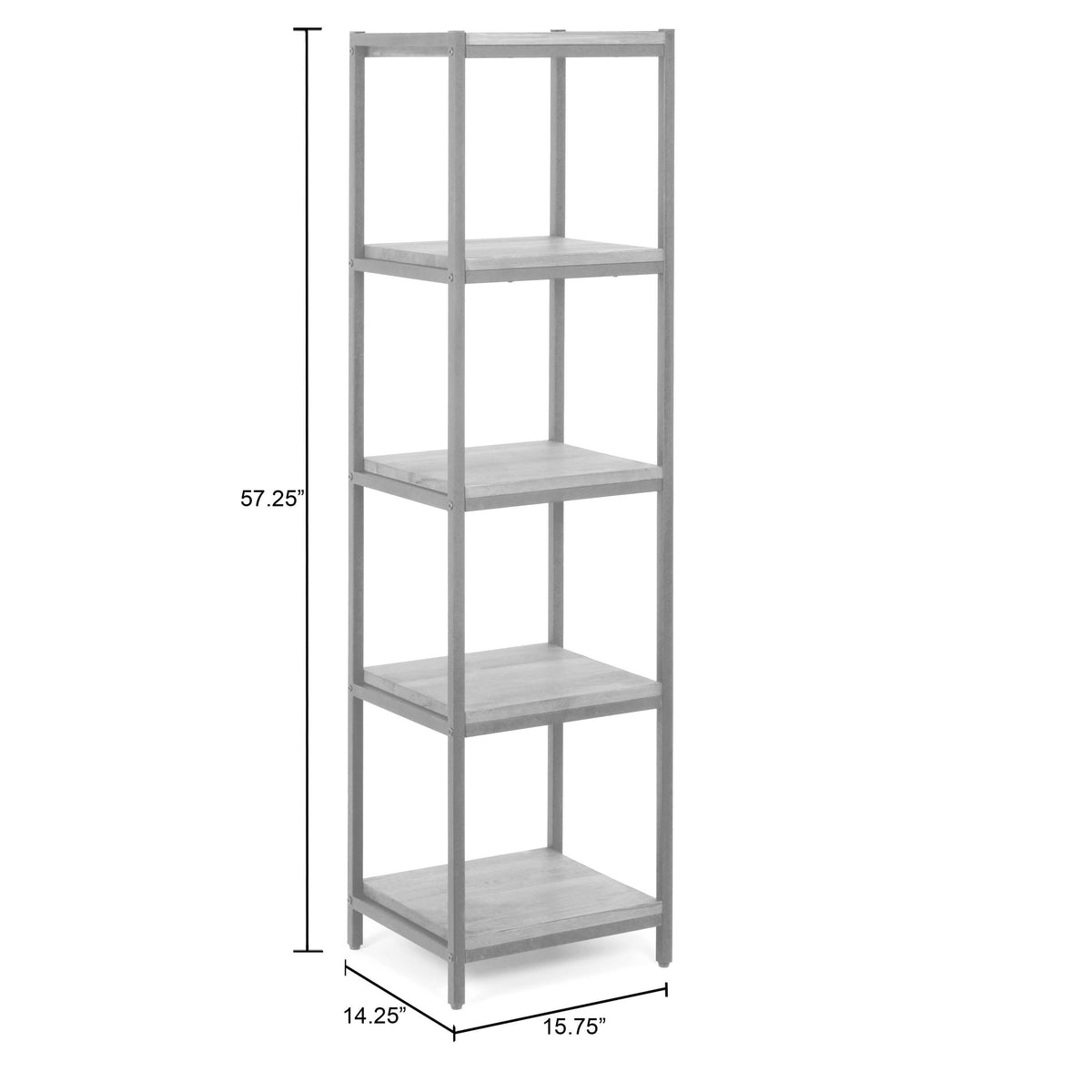 Ailis Pine Wood Etagere Bookcase with Metal Frame