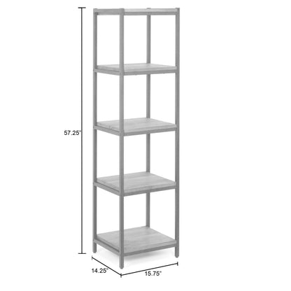 Ailis Pine Wood Etagere Bookcase with Metal Frame