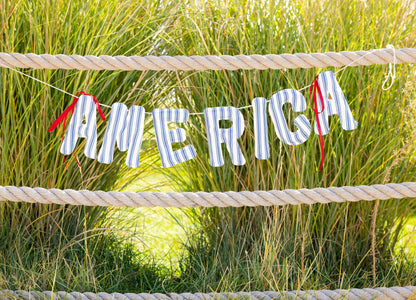 HAM1204 - America Ticking Fabric Puffy Banner
