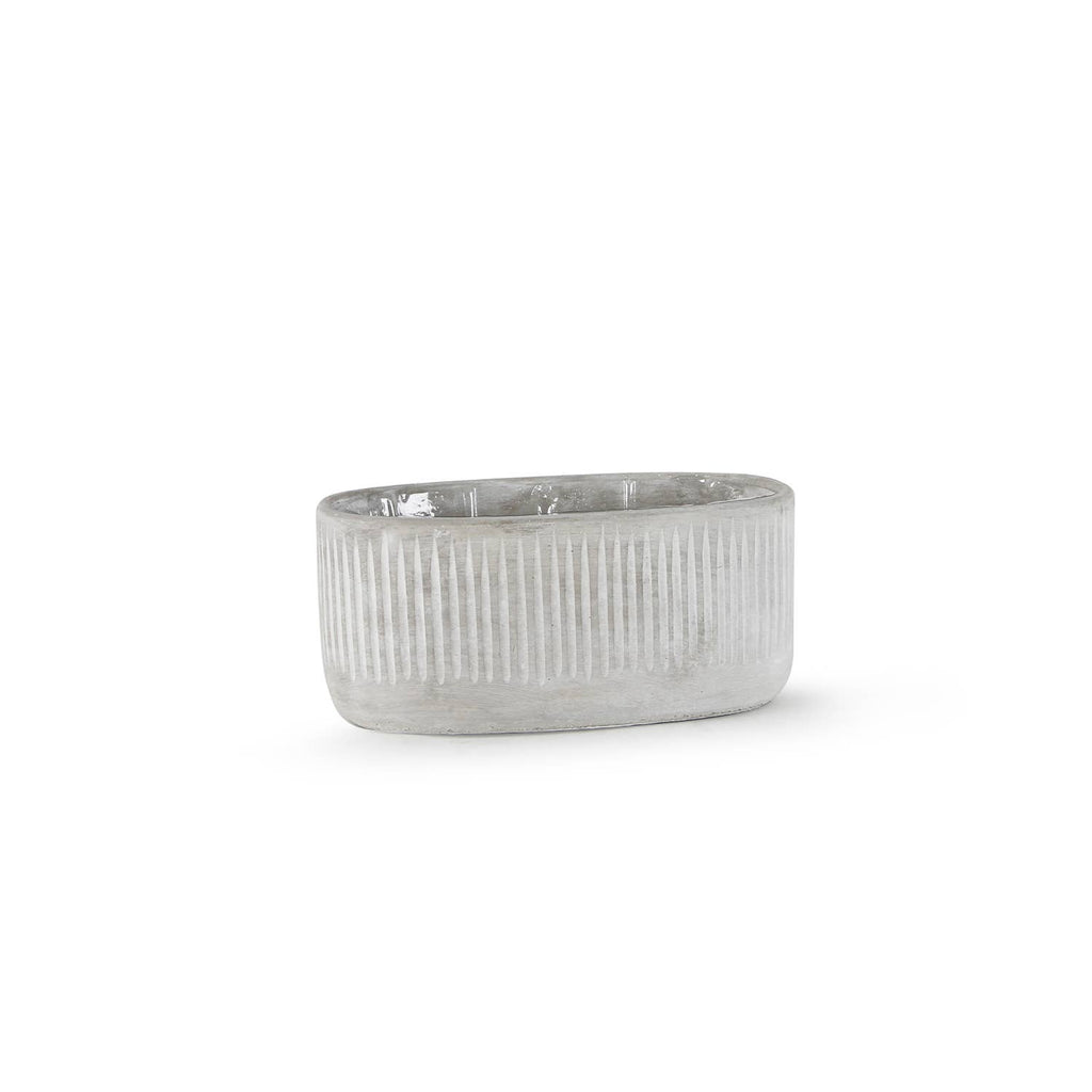Ceramic Bamboo Ridged Planter - Oval Pot