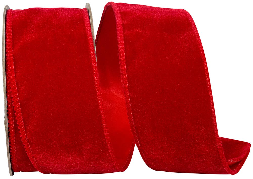 Luxe Plush Velvet, Red, 2-1/2 In, 10 Yards