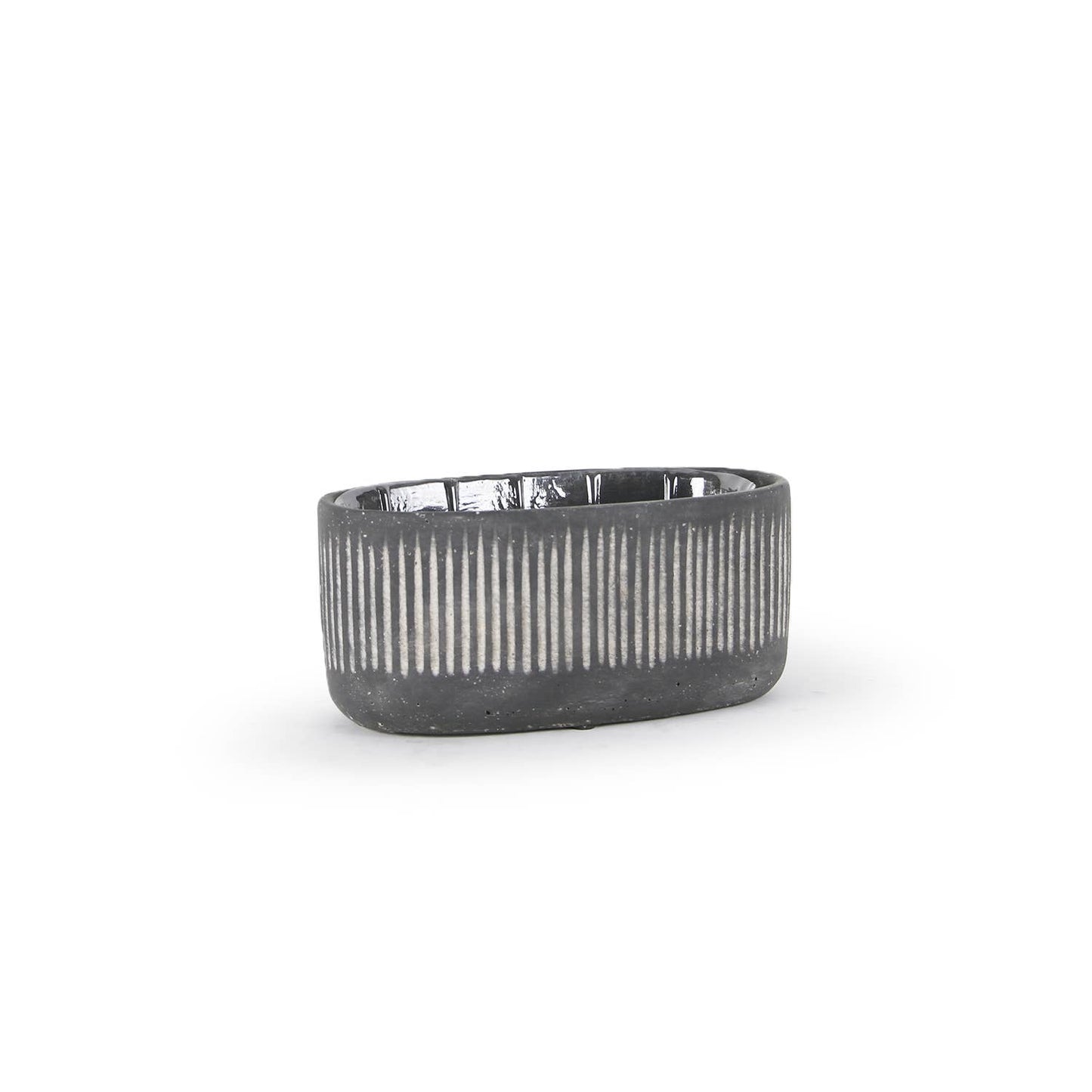Ceramic Bamboo Ridged Planter - Oval Pot