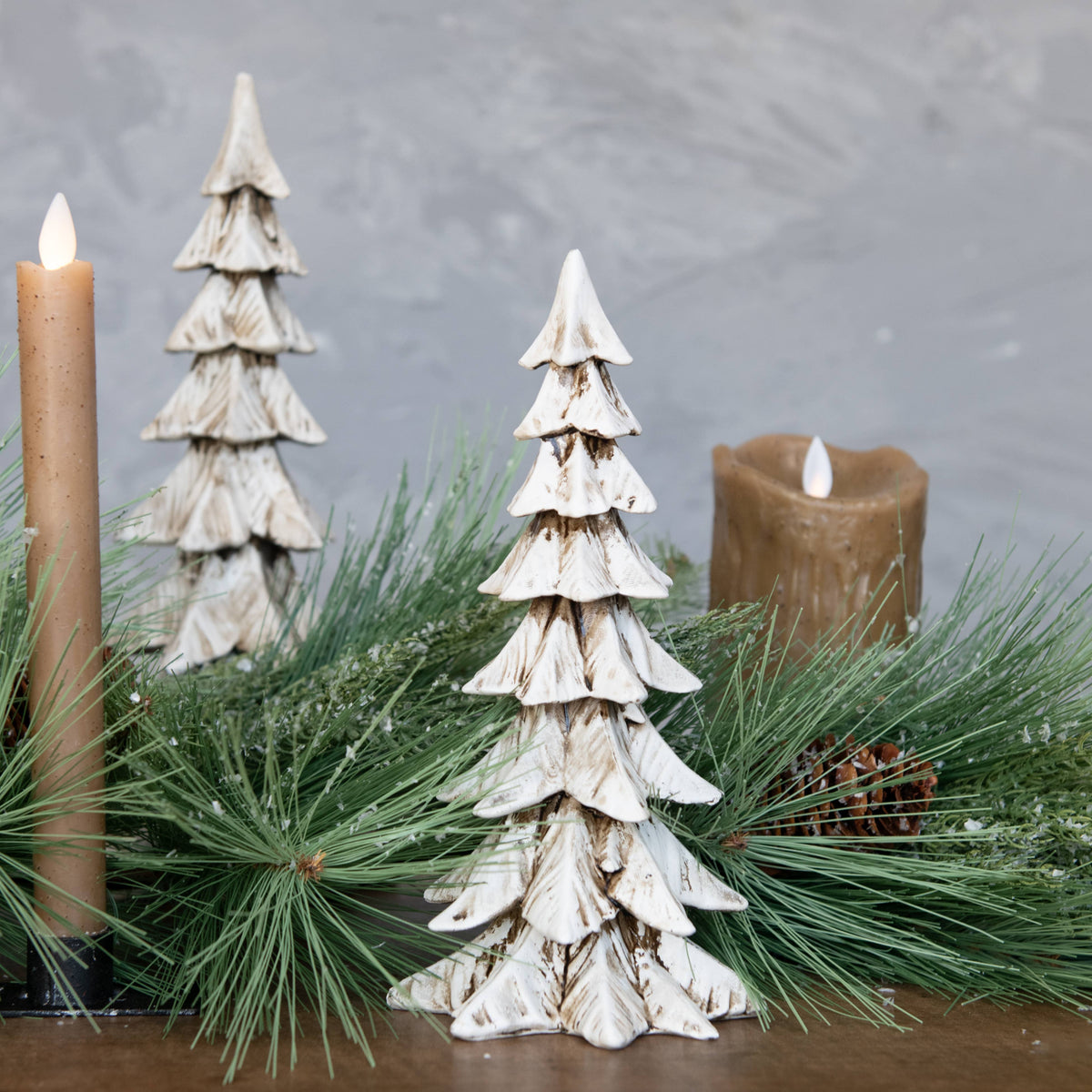 9" WEATHERED WHITE RESIN TREE