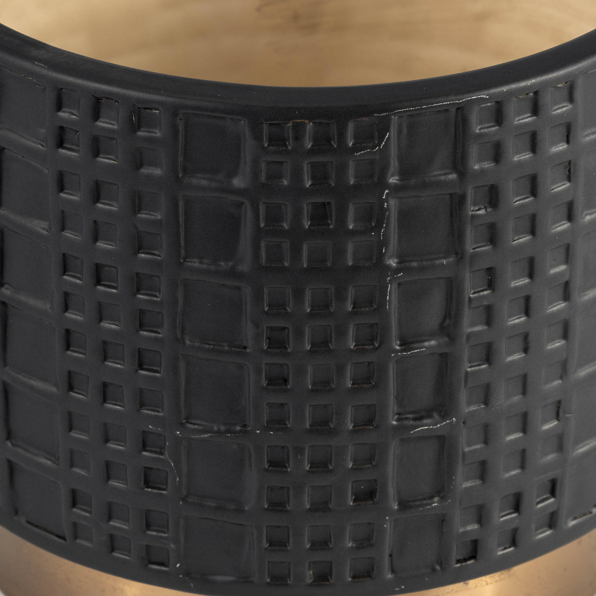 Planter Set of 2 - Black Ceramic Raised Mesh, 6/8 in.
