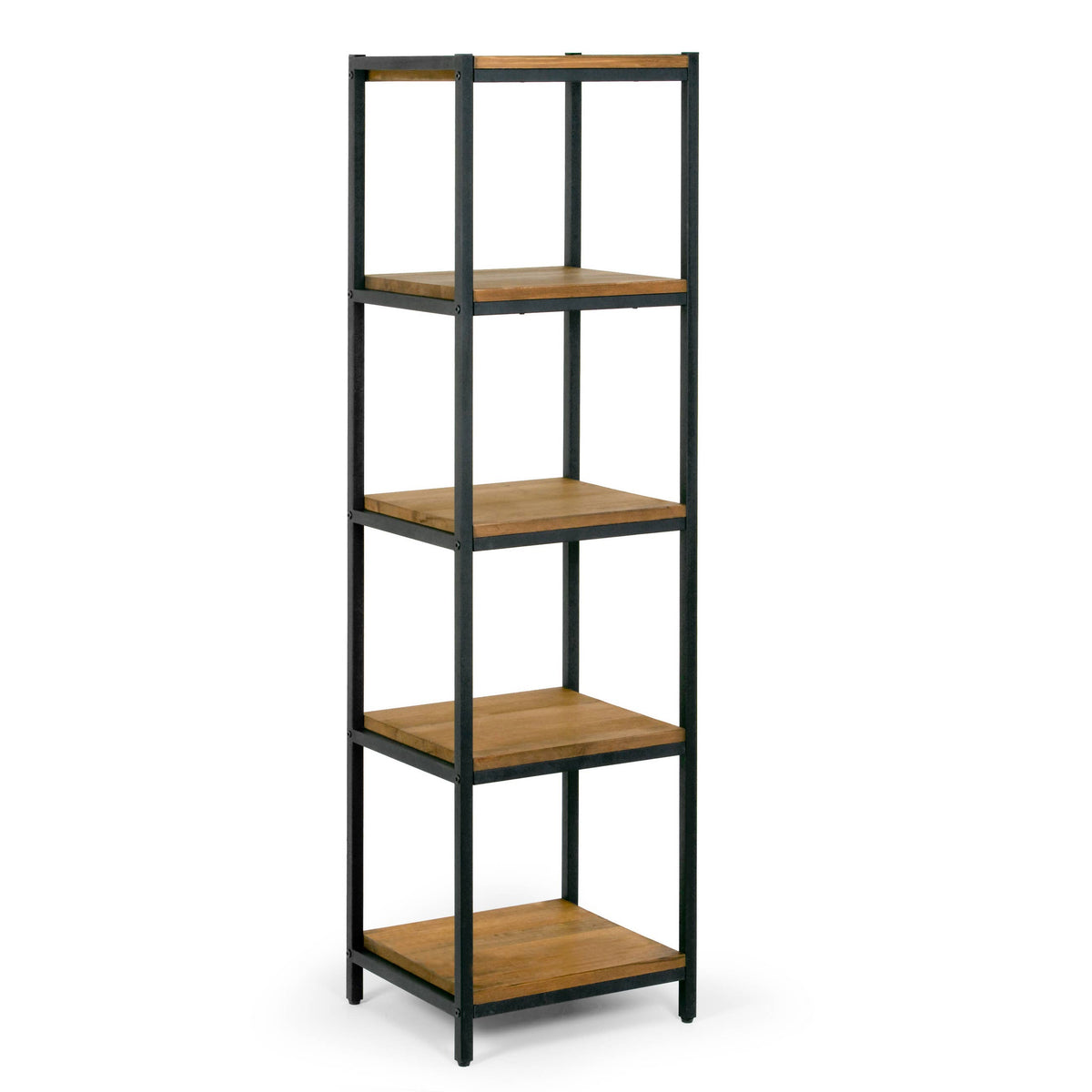 Ailis Pine Wood Etagere Bookcase with Metal Frame