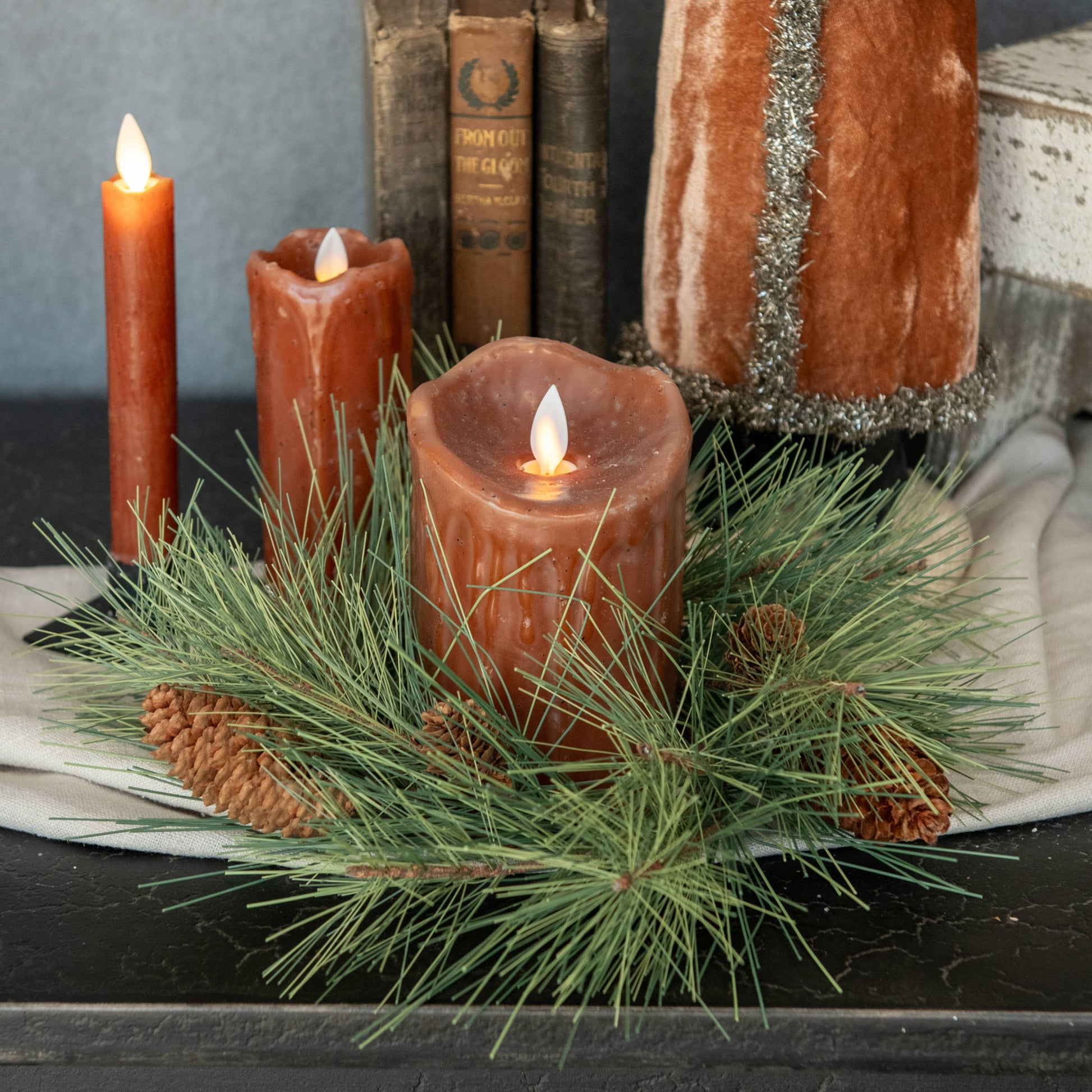 10"NEEDLE PINE CANDLE RING