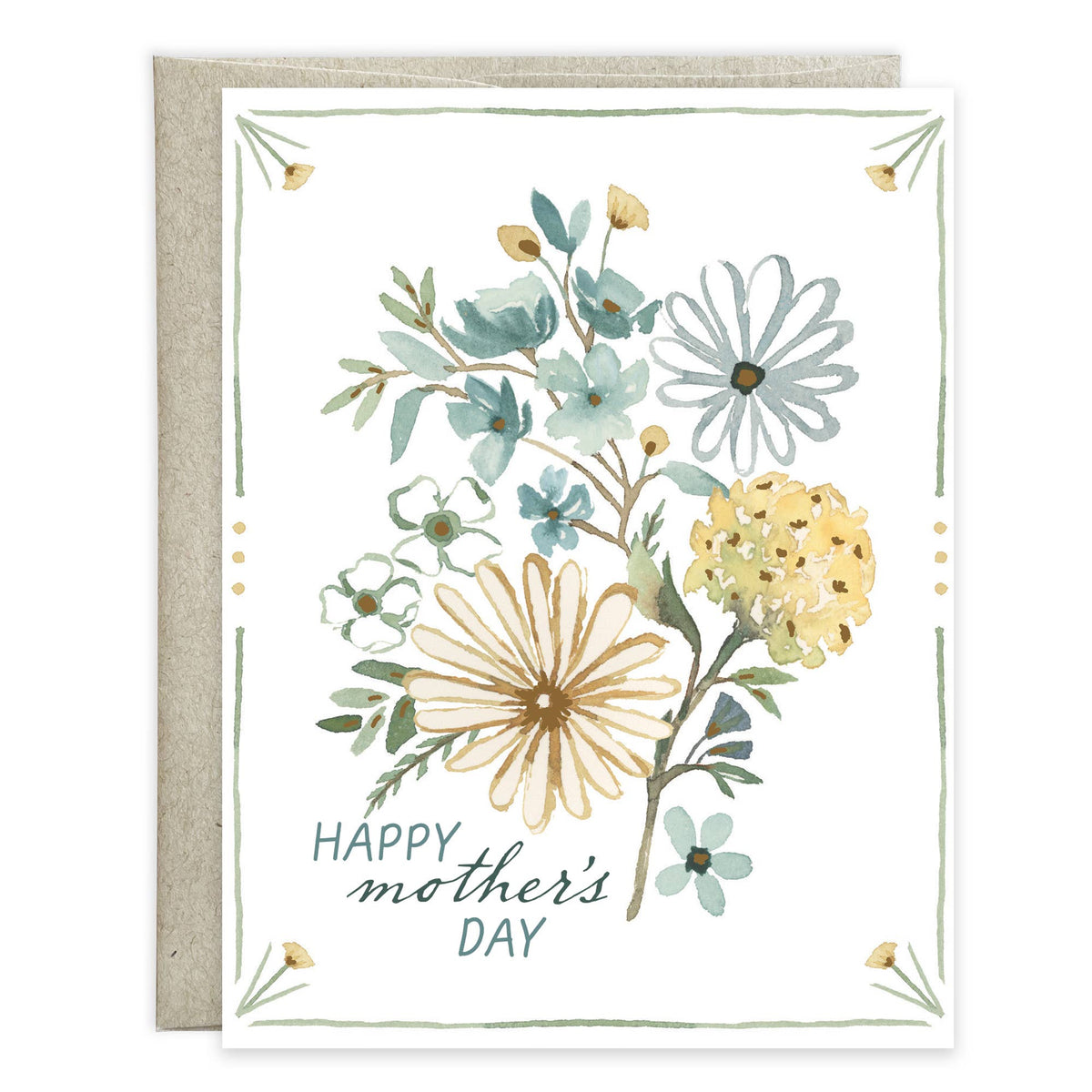 With Scripture Mother's Day Greeting Card - Blue/Gold Flower