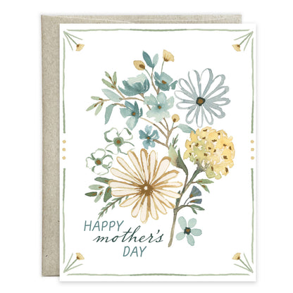 With Scripture Mother's Day Greeting Card - Blue/Gold Flower