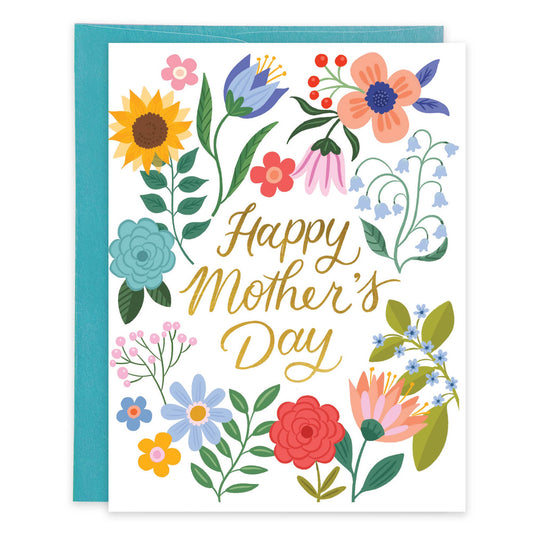 Mother's Day Greeting Card - Happy Mom Flowers