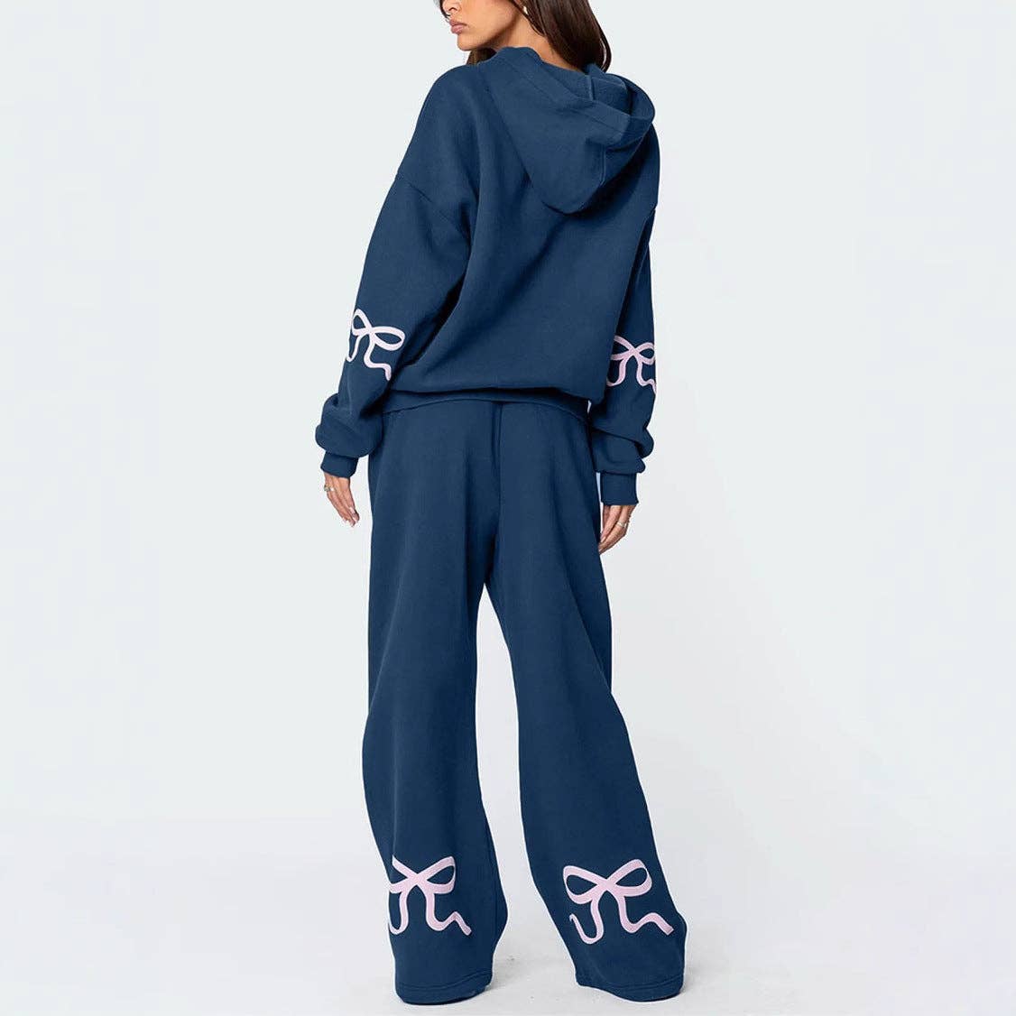 Trendy Casual Long Sleeve Loose Hoodie & Wide Leg Pants Set
