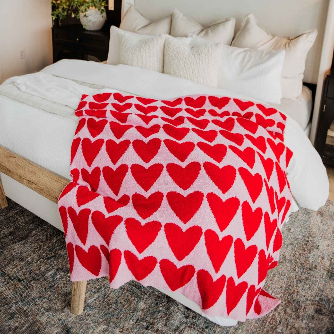 Girly Red Hearts Valentine's Oversized Throw Blanket