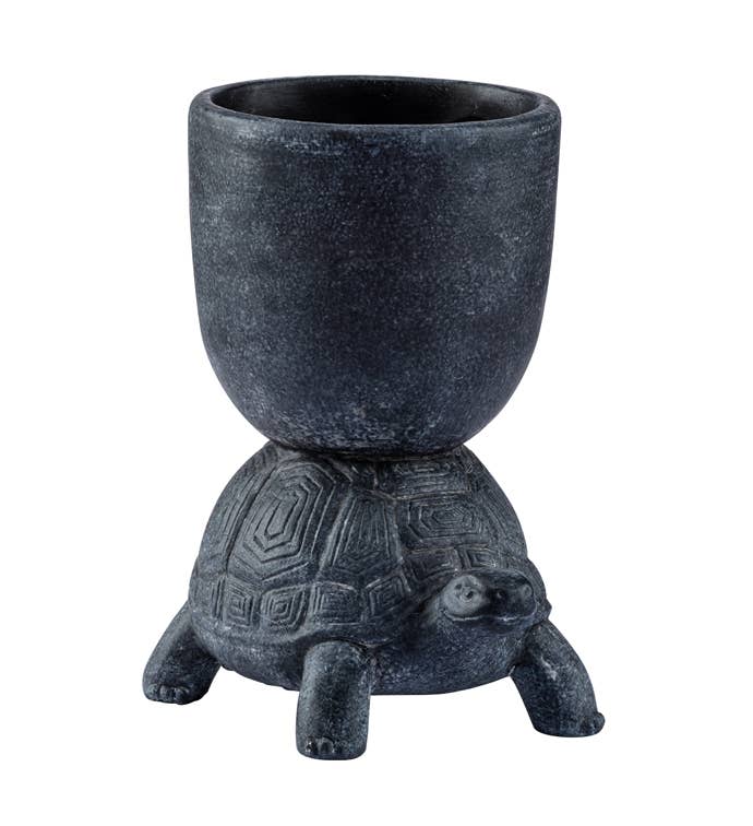 Turtle Pedestal Planter – Stone-Textured Animal  #17781