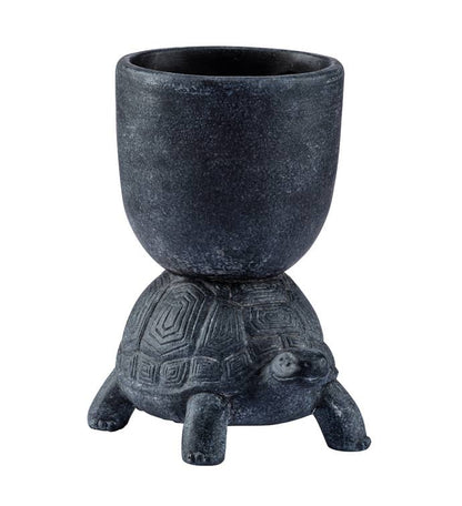 Turtle Pedestal Planter – Stone-Textured Animal  #17781