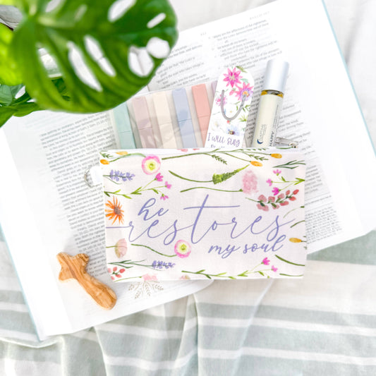 He Restores My Soul Zipper Pencil Pouch or Makeup Bag