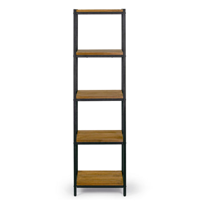 Ailis Pine Wood Etagere Bookcase with Metal Frame