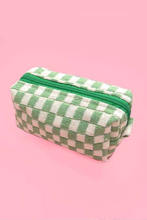 CHECKER GINGHAM MAKEUP COSMETIC POUCH BAG