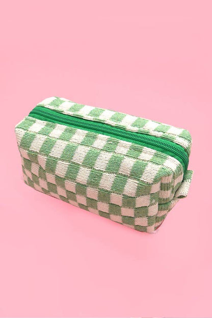 CHECKER GINGHAM MAKEUP COSMETIC POUCH BAG