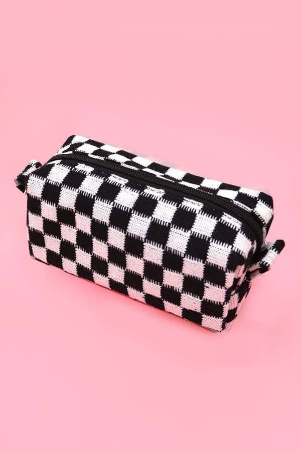 CHECKER GINGHAM MAKEUP COSMETIC POUCH BAG